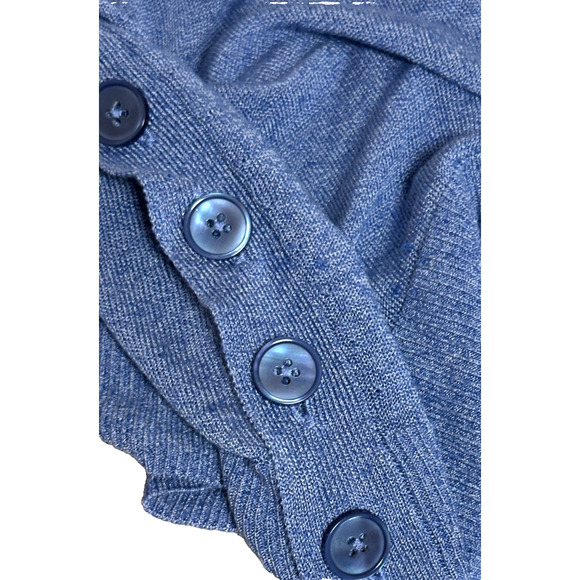 J Crew Women's Blue Deep V Neck Linen Button Hem Long Sleeve Sweater Large - Picture 7 of 9